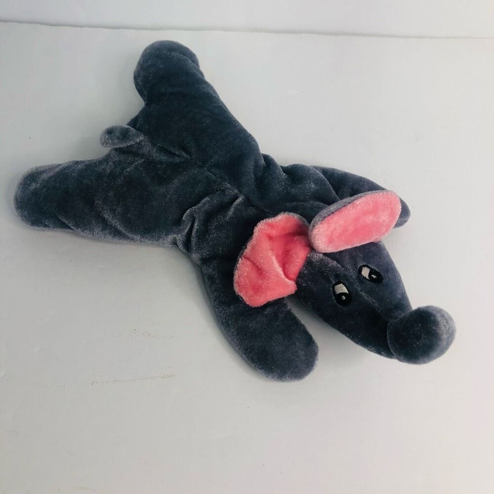 vintage elephant floppy‎ plush grey pink embroidered eyes 9 inch